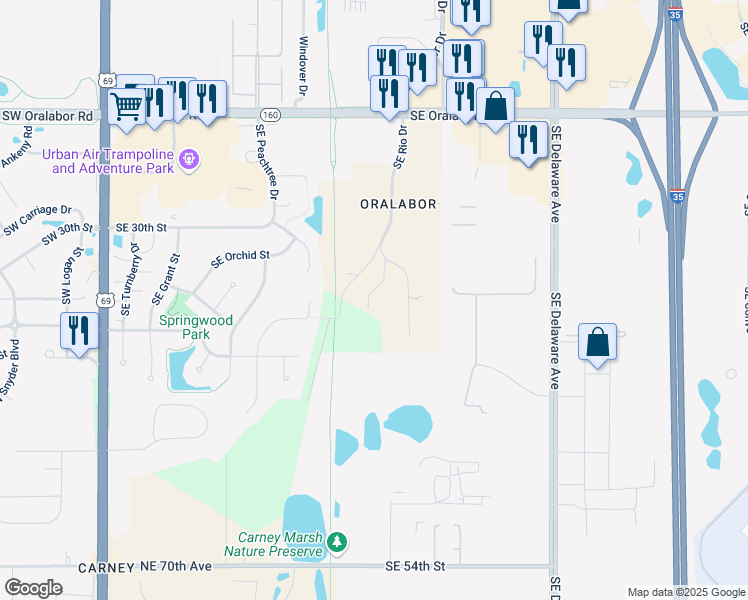 map of restaurants, bars, coffee shops, grocery stores, and more near 7540 Northeast 19th Lane in Ankeny