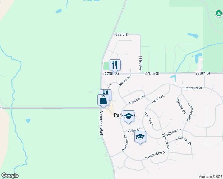 map of restaurants, bars, coffee shops, grocery stores, and more near 13 Lincoln Avenue in Eldridge