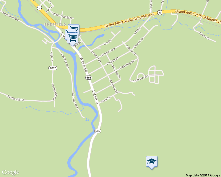 map of restaurants, bars, coffee shops, grocery stores, and more near 24 Van Ettan St in Sheffield