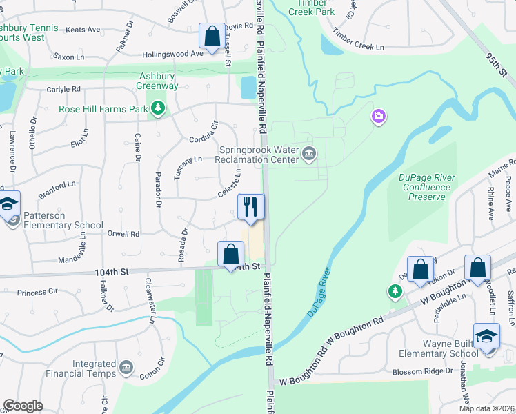 map of restaurants, bars, coffee shops, grocery stores, and more near 3852 Relstar Court in Naperville
