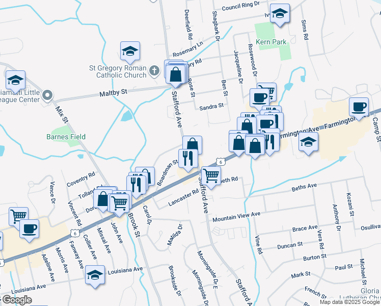 map of restaurants, bars, coffee shops, grocery stores, and more near 747 Stafford Avenue in Bristol
