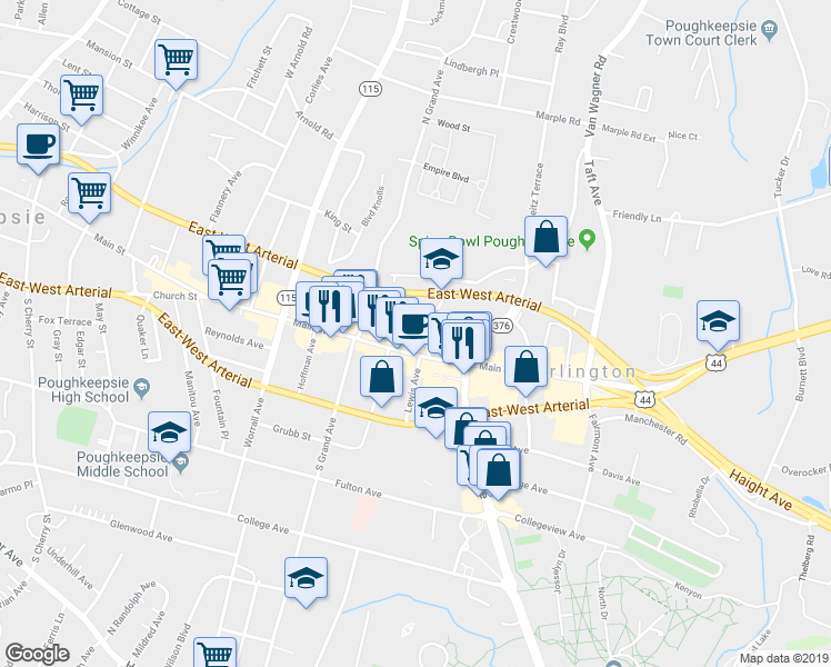 map of restaurants, bars, coffee shops, grocery stores, and more near 7 Jones Street in Arlington