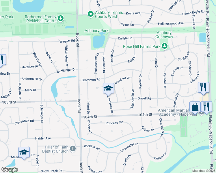 map of restaurants, bars, coffee shops, grocery stores, and more near in Naperville
