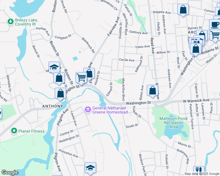 map of restaurants, bars, coffee shops, grocery stores, and more near 18 Edward Street in Coventry