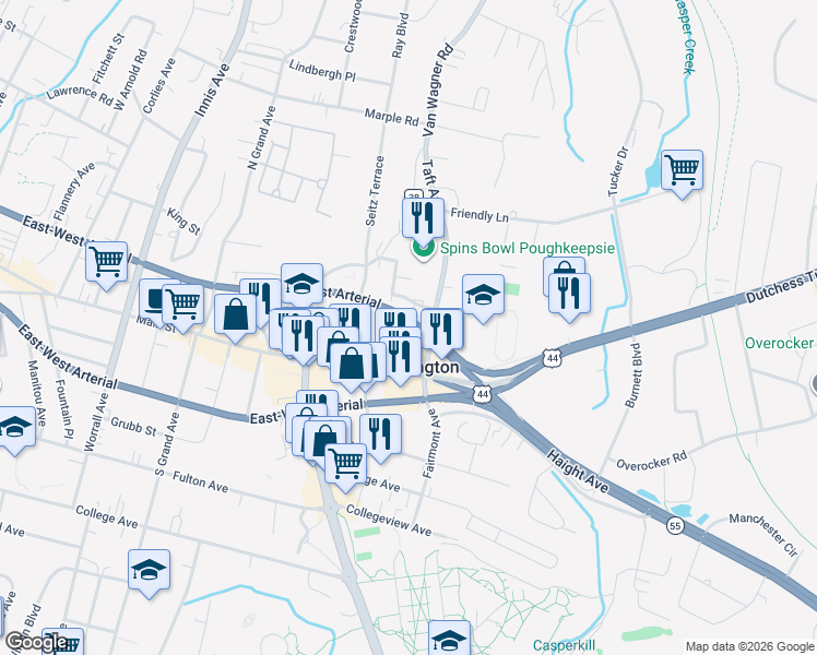 map of restaurants, bars, coffee shops, grocery stores, and more near 21 Woodcliff Avenue in Arlington