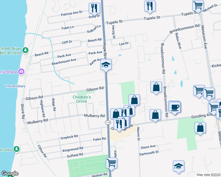 map of restaurants, bars, coffee shops, grocery stores, and more near 1200 Hope Street in Bristol