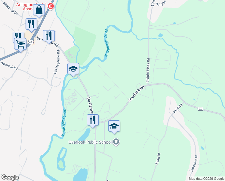 map of restaurants, bars, coffee shops, grocery stores, and more near 3 Collins Drive in Poughkeepsie