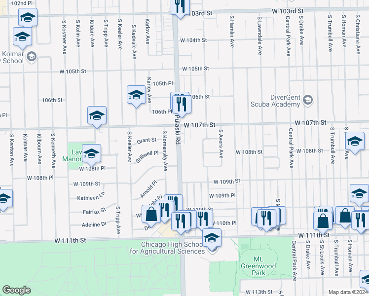 map of restaurants, bars, coffee shops, grocery stores, and more near in Chicago