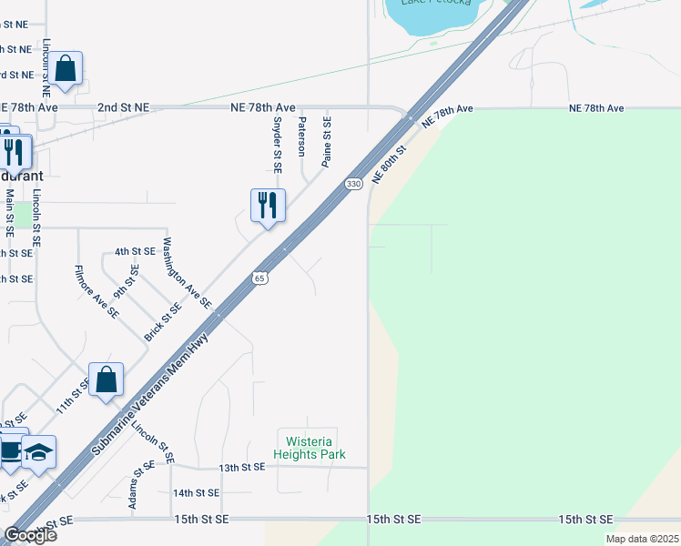 map of restaurants, bars, coffee shops, grocery stores, and more near 601 Hawthorne Crossing Drive Southeast in Bondurant