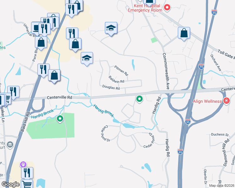 map of restaurants, bars, coffee shops, grocery stores, and more near 699 Rhode Island 117 in Warwick