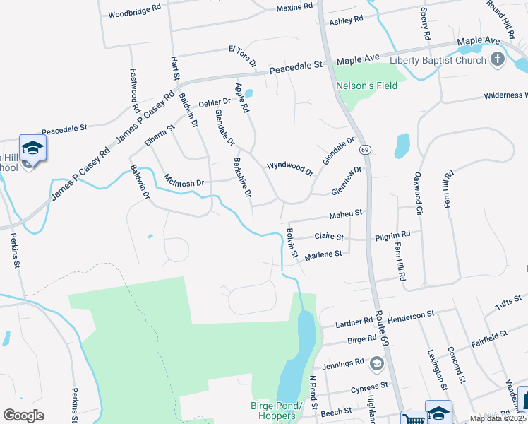 map of restaurants, bars, coffee shops, grocery stores, and more near 27 Woodcrest Drive in Bristol