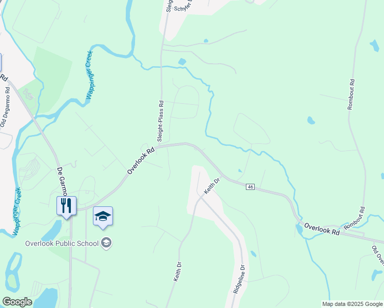 map of restaurants, bars, coffee shops, grocery stores, and more near 210 Overlook Road in Poughkeepsie