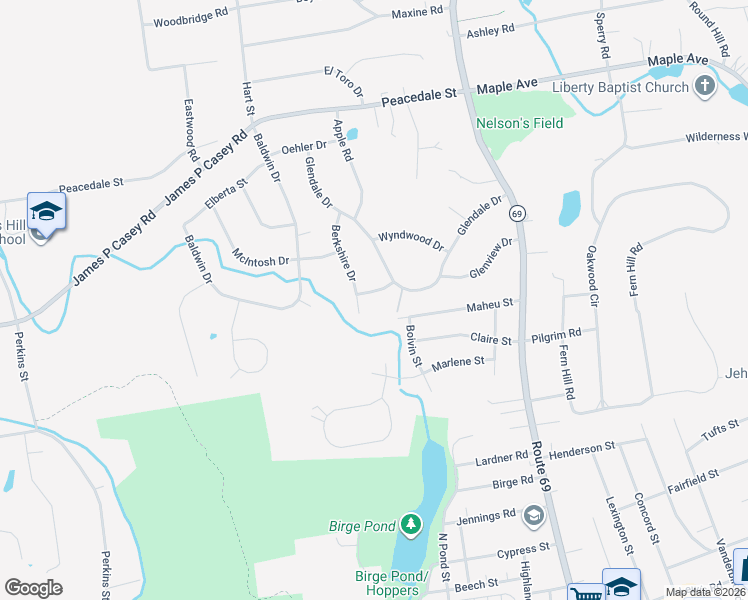 map of restaurants, bars, coffee shops, grocery stores, and more near 27 Woodcrest Drive in Bristol