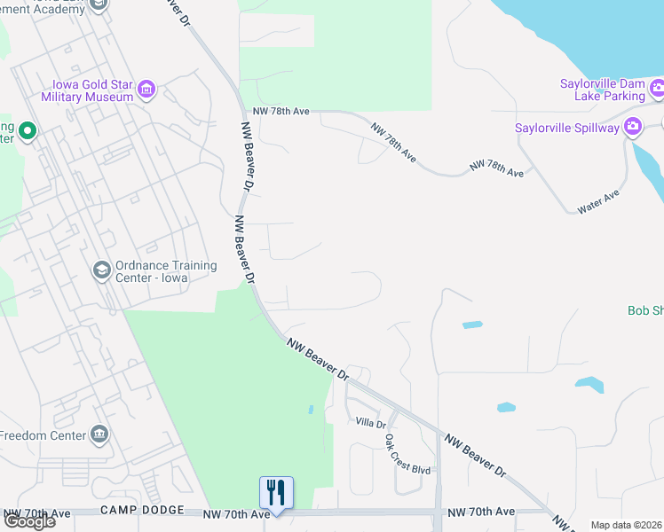map of restaurants, bars, coffee shops, grocery stores, and more near 7433 Northwest Beaver Drive in Johnston