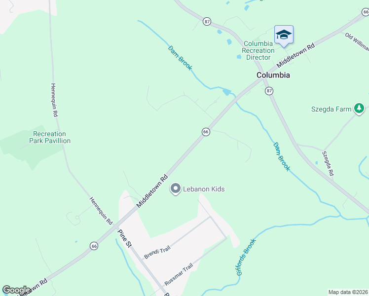 map of restaurants, bars, coffee shops, grocery stores, and more near 222 Connecticut 66 in Columbia