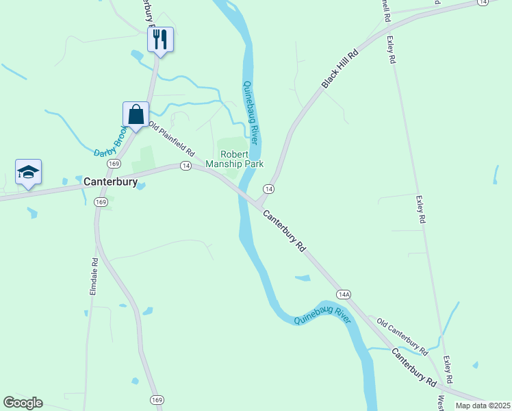 map of restaurants, bars, coffee shops, grocery stores, and more near 32 South Canterbury Road in Canterbury