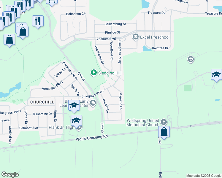 map of restaurants, bars, coffee shops, grocery stores, and more near 511 Majestic Lane in Oswego