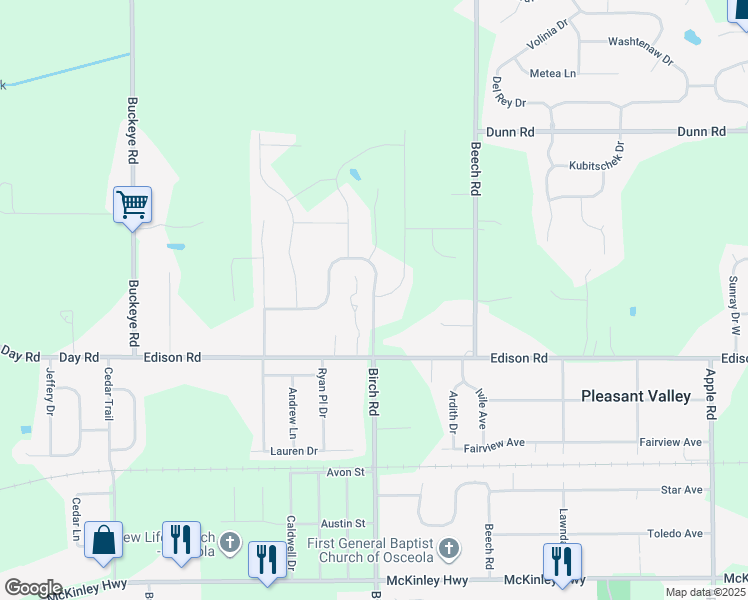 map of restaurants, bars, coffee shops, grocery stores, and more near Cheyenne Meadows Drive in Osceola