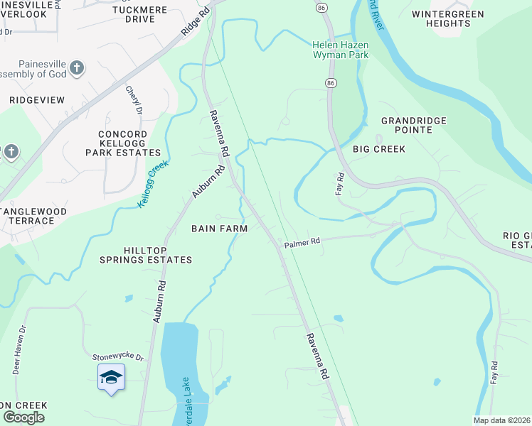 map of restaurants, bars, coffee shops, grocery stores, and more near 6405 Painesville Ravenna Road in Painesville