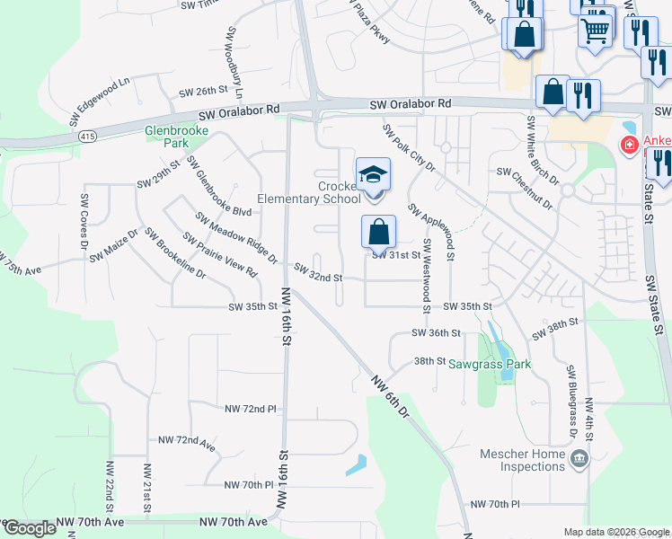 map of restaurants, bars, coffee shops, grocery stores, and more near 3201 Southwest Townpark Circle in Ankeny
