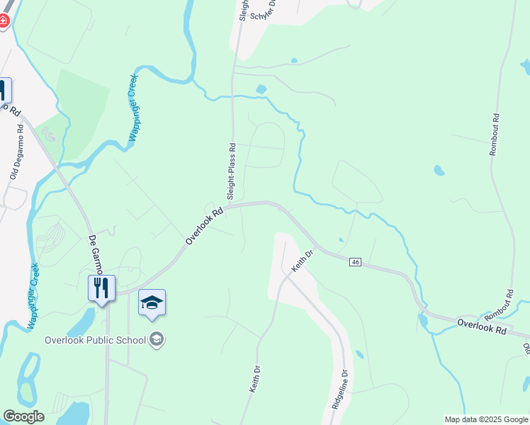map of restaurants, bars, coffee shops, grocery stores, and more near 210 Overlook Road in Poughkeepsie