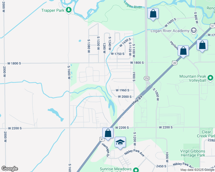 map of restaurants, bars, coffee shops, grocery stores, and more near 1247 West 1960 South in Logan