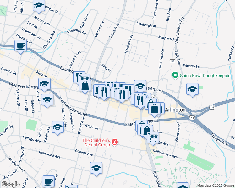 map of restaurants, bars, coffee shops, grocery stores, and more near 4 Springside Avenue in Arlington