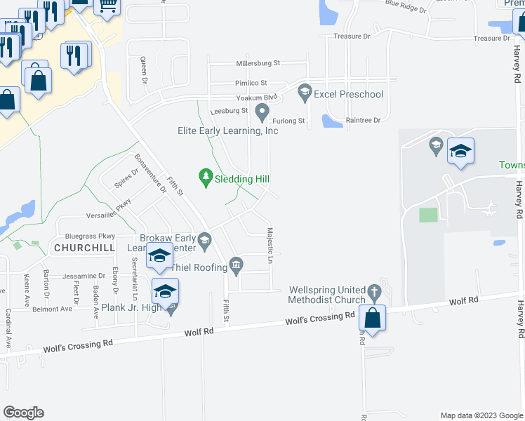 map of restaurants, bars, coffee shops, grocery stores, and more near 522 Majestic Lane in Oswego