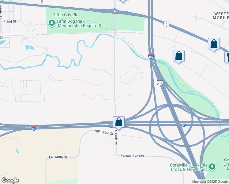 map of restaurants, bars, coffee shops, grocery stores, and more near 3245 Jasper Avenue Northwest in Iowa City
