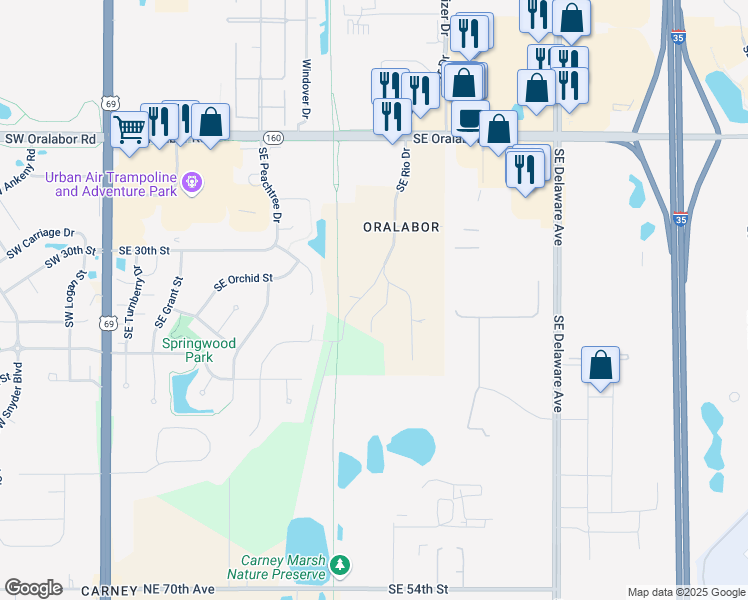 map of restaurants, bars, coffee shops, grocery stores, and more near 7540 Northeast 19th Lane in Ankeny