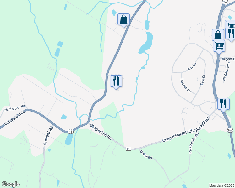 map of restaurants, bars, coffee shops, grocery stores, and more near 6 Merlot Drive in Highland