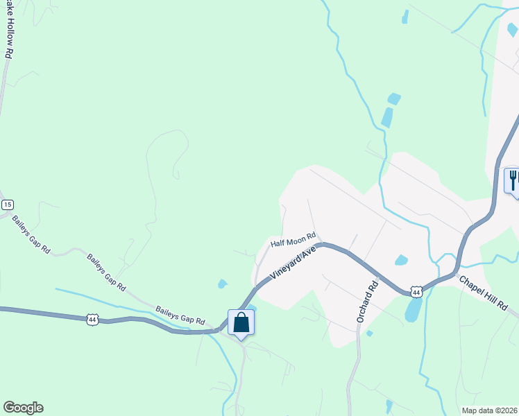 map of restaurants, bars, coffee shops, grocery stores, and more near 140 Half Moon Rd in Highland