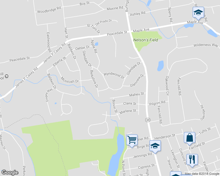 map of restaurants, bars, coffee shops, grocery stores, and more near 182 Glendale Drive in Bristol