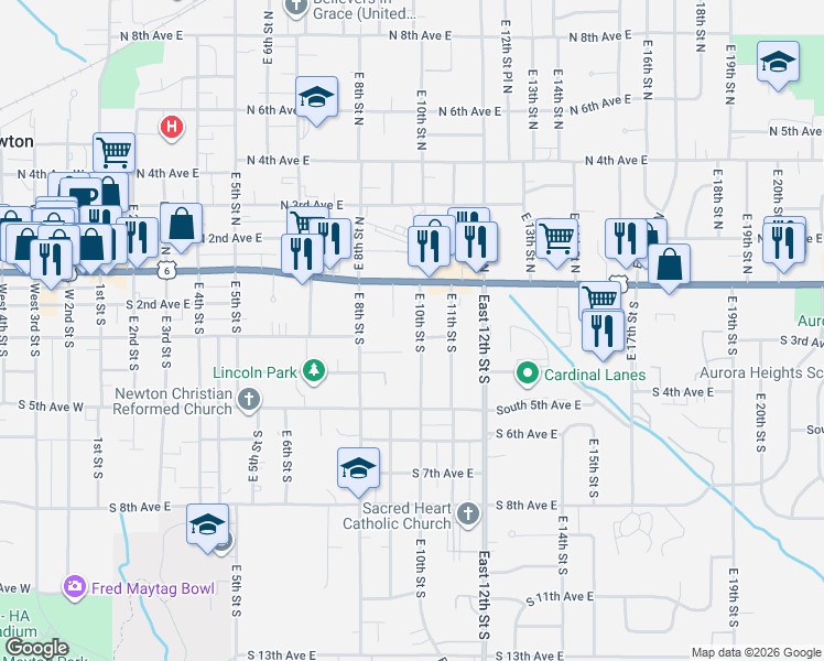 map of restaurants, bars, coffee shops, grocery stores, and more near 10 Bungalow Court in Newton