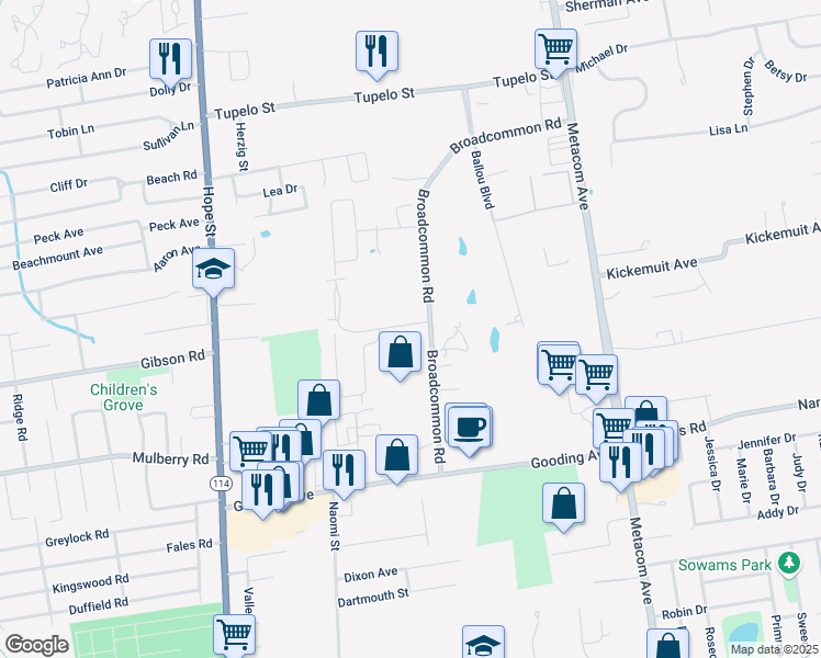 map of restaurants, bars, coffee shops, grocery stores, and more near 55 Broadcommon Road in Bristol