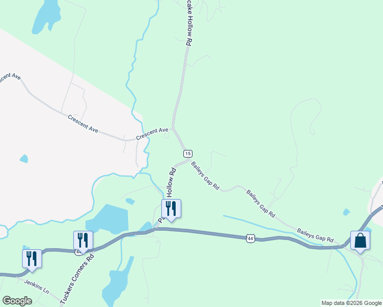 map of restaurants, bars, coffee shops, grocery stores, and more near 65 Pancake Hollow Road in Highland