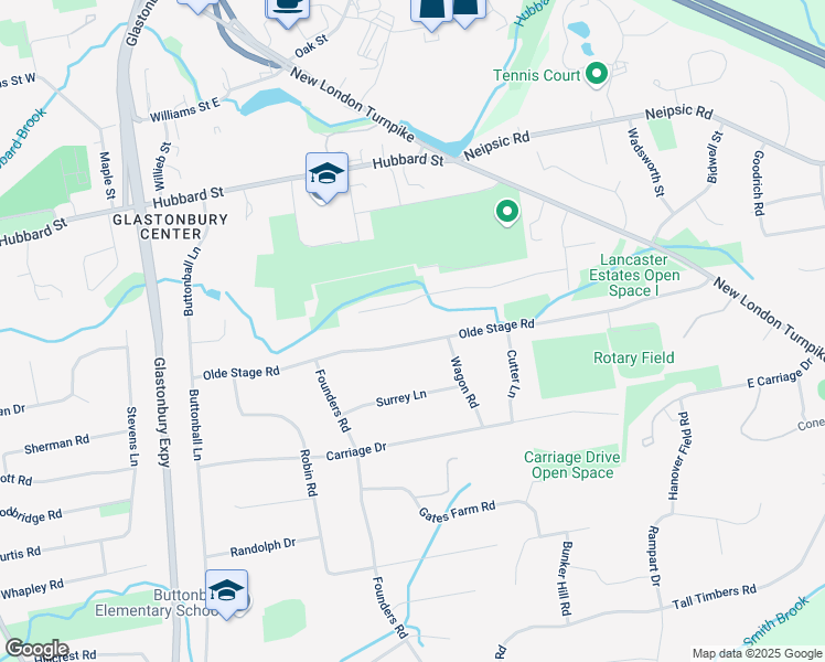 map of restaurants, bars, coffee shops, grocery stores, and more near 128 Hampshire Drive in Glastonbury