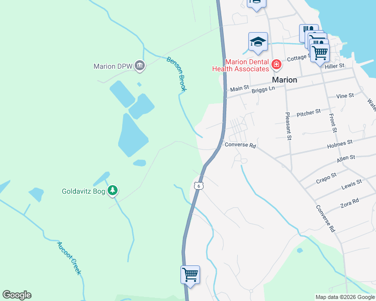 map of restaurants, bars, coffee shops, grocery stores, and more near 23 Parlowtown Road in Marion