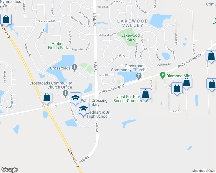 map of restaurants, bars, coffee shops, grocery stores, and more near 2462 Dickens Drive in Aurora