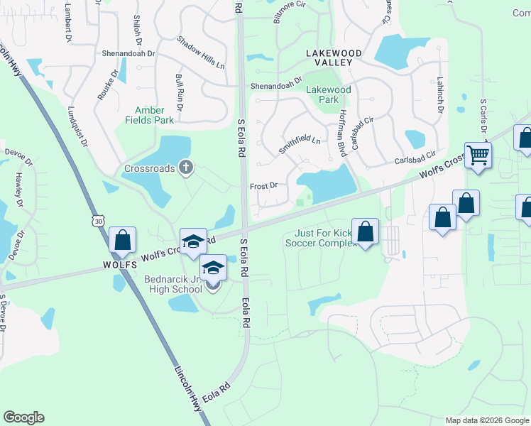 map of restaurants, bars, coffee shops, grocery stores, and more near 2462 Dickens Drive in Aurora