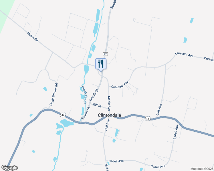 map of restaurants, bars, coffee shops, grocery stores, and more near 49 Maple Avenue in Clintondale