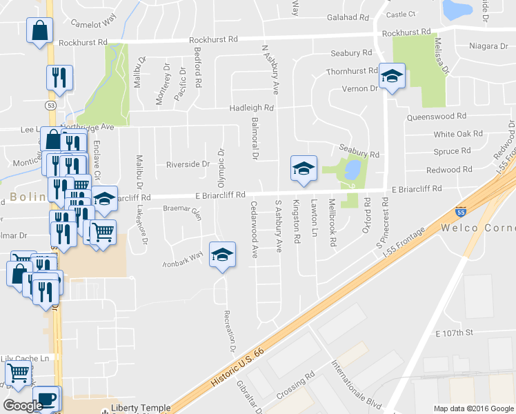 map of restaurants, bars, coffee shops, grocery stores, and more near 334 Deerfield Drive in Bolingbrook