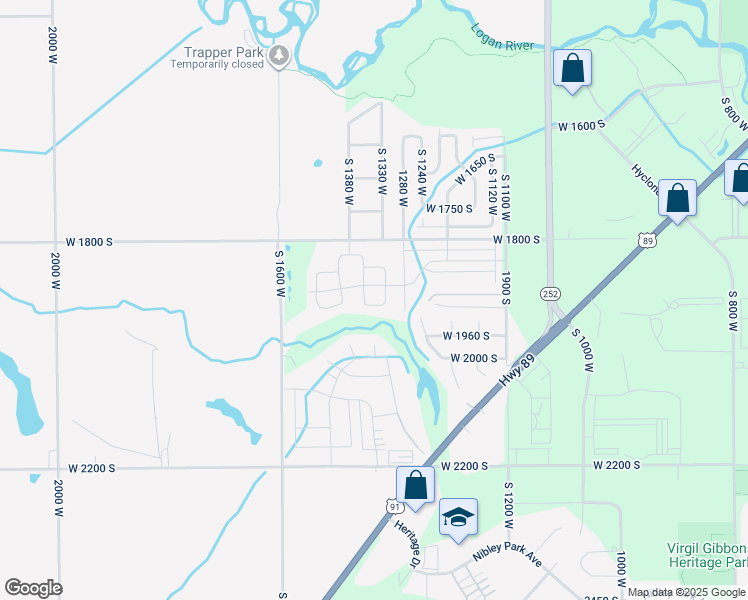 map of restaurants, bars, coffee shops, grocery stores, and more near 1347 West 1925 South in Logan