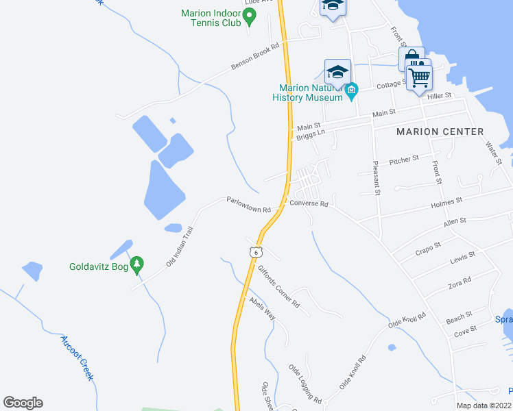 map of restaurants, bars, coffee shops, grocery stores, and more near 15 Parlowtown Road in Marion