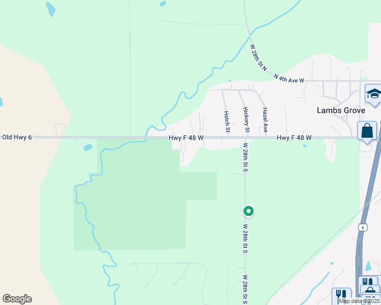 map of restaurants, bars, coffee shops, grocery stores, and more near 3195 Highway F 48 West in Newton