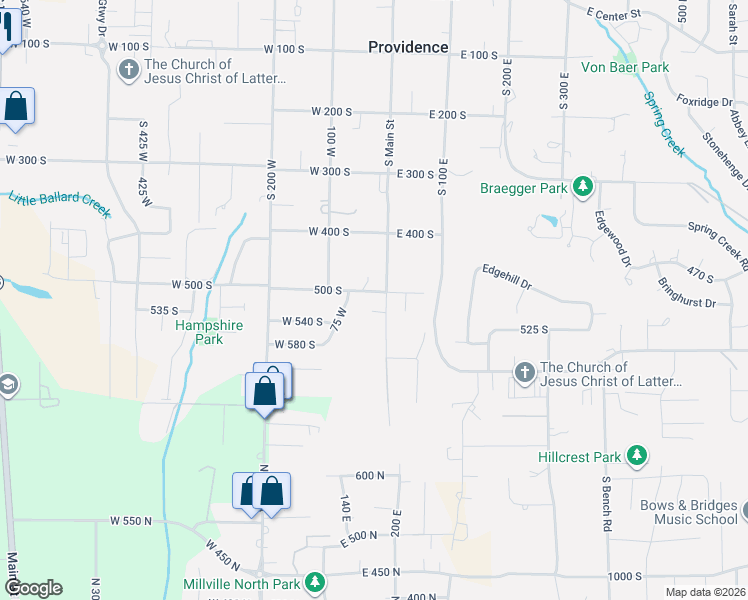 map of restaurants, bars, coffee shops, grocery stores, and more near 55 500 South in Providence