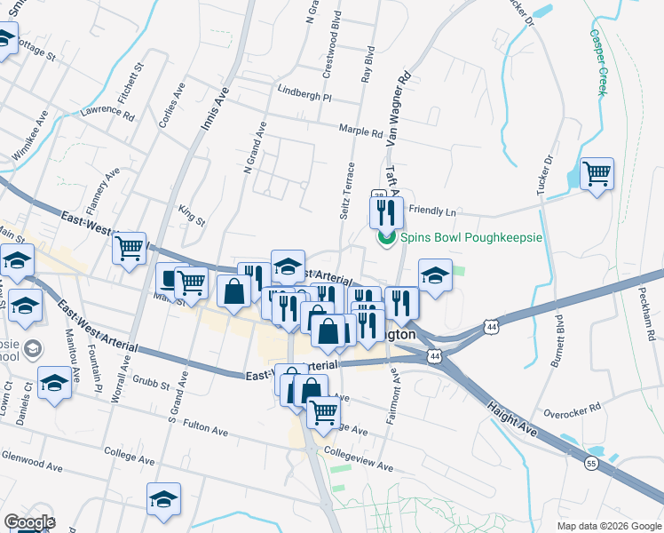map of restaurants, bars, coffee shops, grocery stores, and more near in Arlington