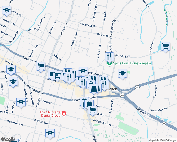 map of restaurants, bars, coffee shops, grocery stores, and more near 43 Springside Avenue in Arlington
