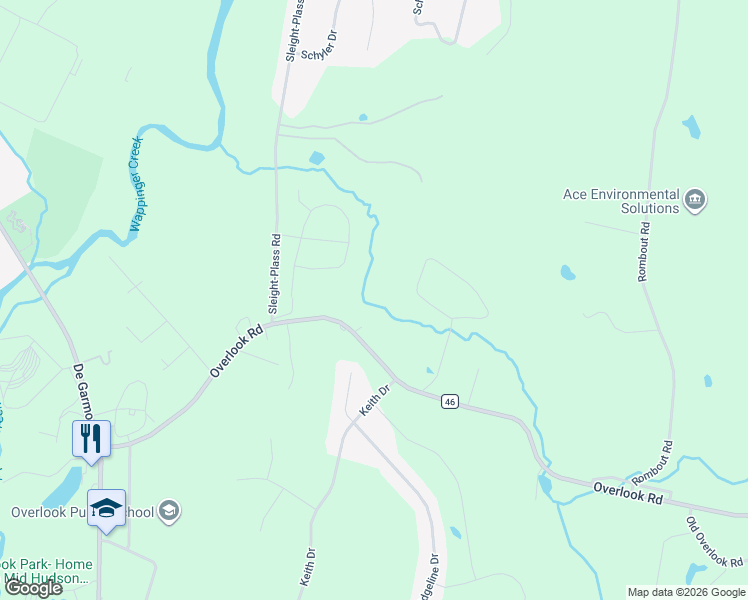 map of restaurants, bars, coffee shops, grocery stores, and more near 213 Overlook Road in Poughkeepsie