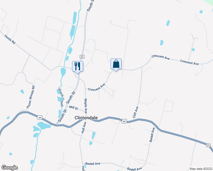 map of restaurants, bars, coffee shops, grocery stores, and more near 327 Crescent Avenue in Highland